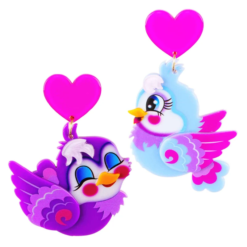 Irregular Choice Dames Tweet Hearts Oorbellen - Paars