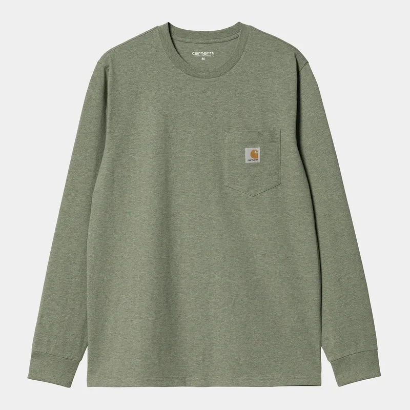 Carhartt WIP Heren T-shirt met lange mouwen en zak - Yucca Heather