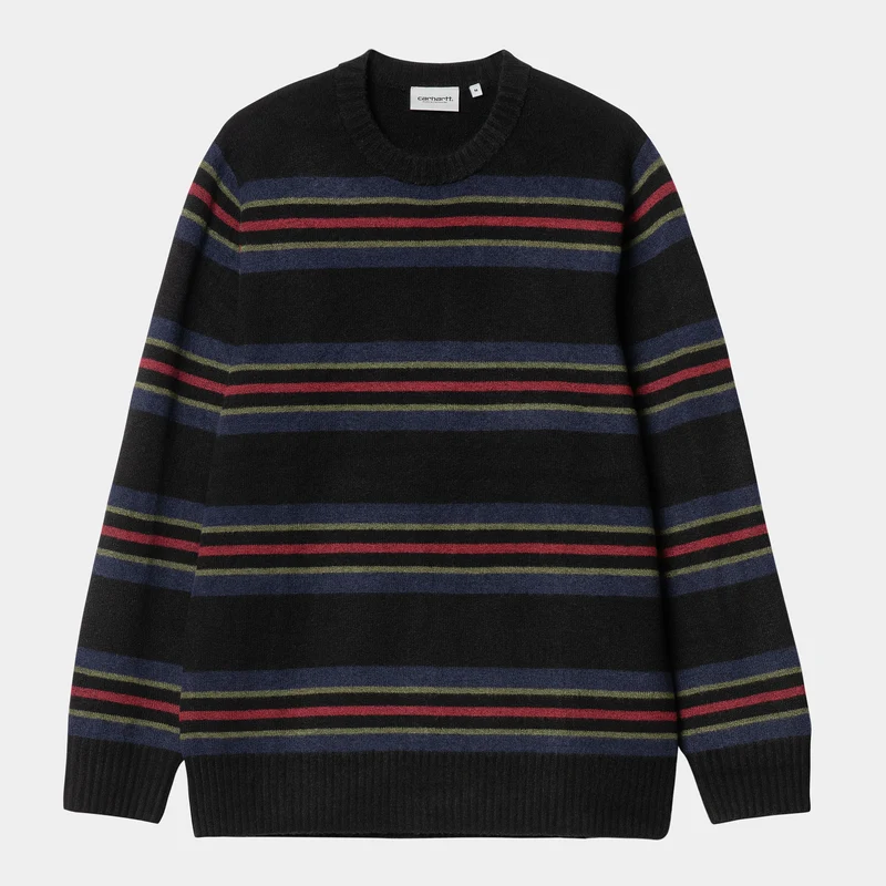 Carhartt WIP Heren Oregon Starco Gestreepte Trui - Zwart
