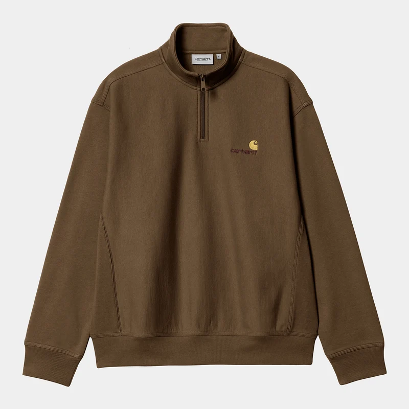 Carhartt WIP Heren halve rits American Script Sweat Top - Hout