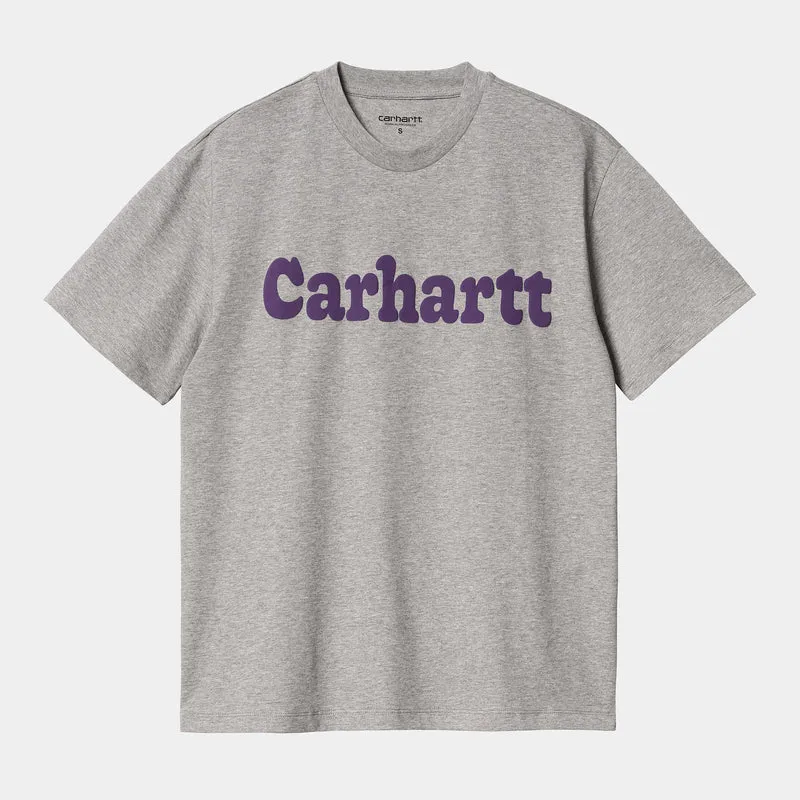 Carhartt WIP Bubbles T-shirt van biologisch katoen met korte mouwen voor dames - Grijs Heather / Cassis