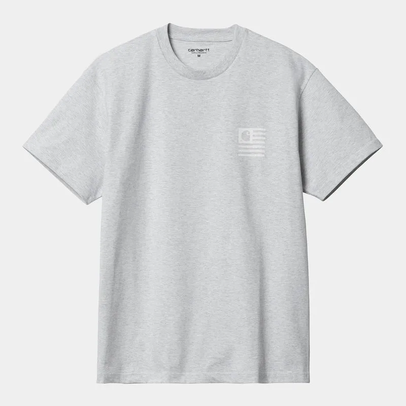 Carhartt WIP Heren T-shirt met korte mouwen en label met staatsvlag - Ash Heather