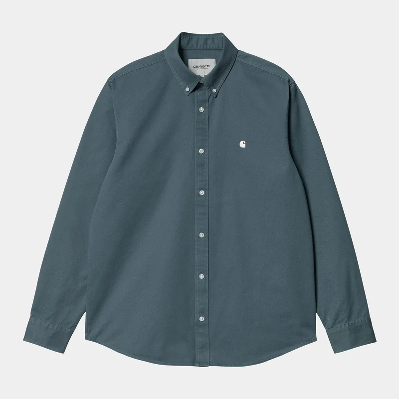 Carhartt WIP Madison-shirt met lange mouwen voor heren - Stormblauw / Wax