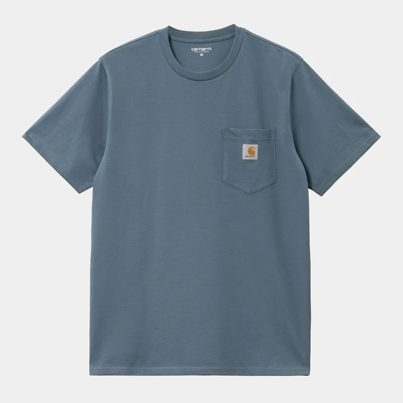 Carhartt WIP Heren T-shirt met korte mouwen en zak - Stormblauw