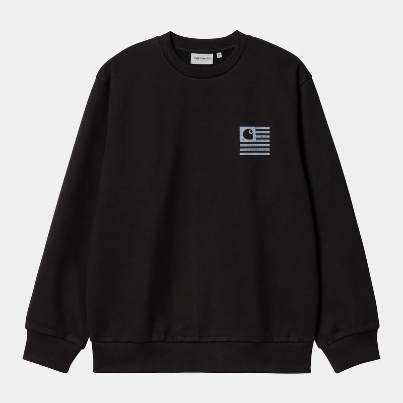 Carhartt WIP Heren Label State Flag sweattop - Zwart / Misty Sky