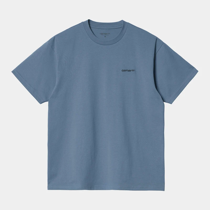 Carhartt WIP Heren T-shirt met korte mouwen en scriptborduurwerk - ijskap / zwart