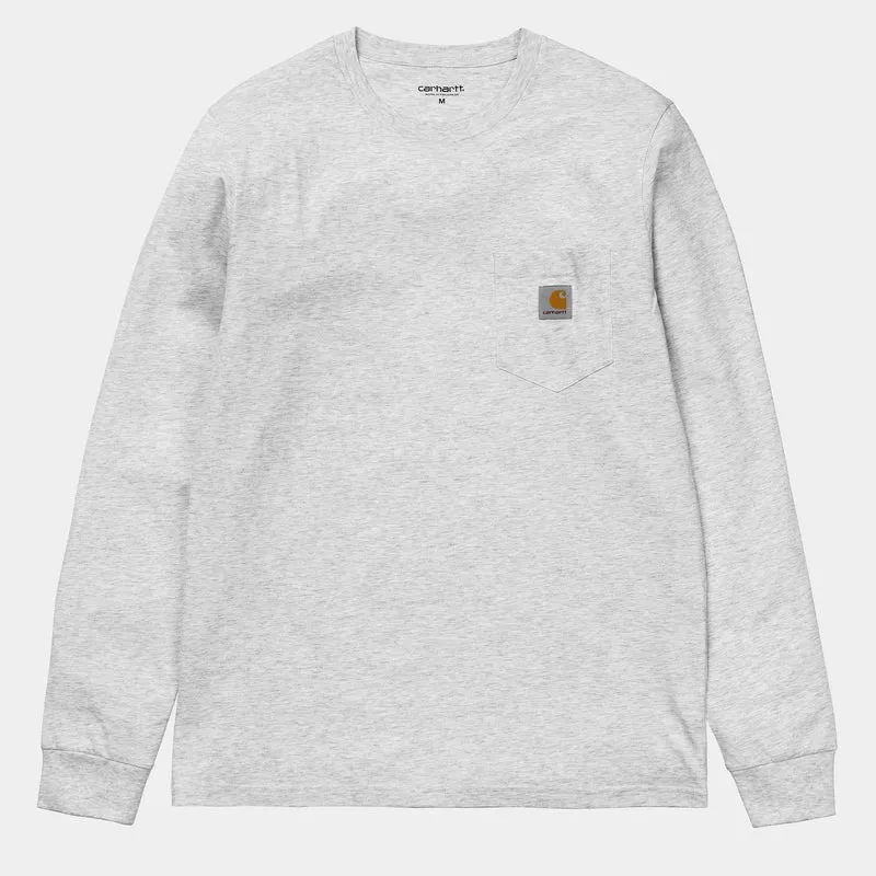 Carhartt WIP Heren T-shirt met lange mouwen en zak - Ash Heather