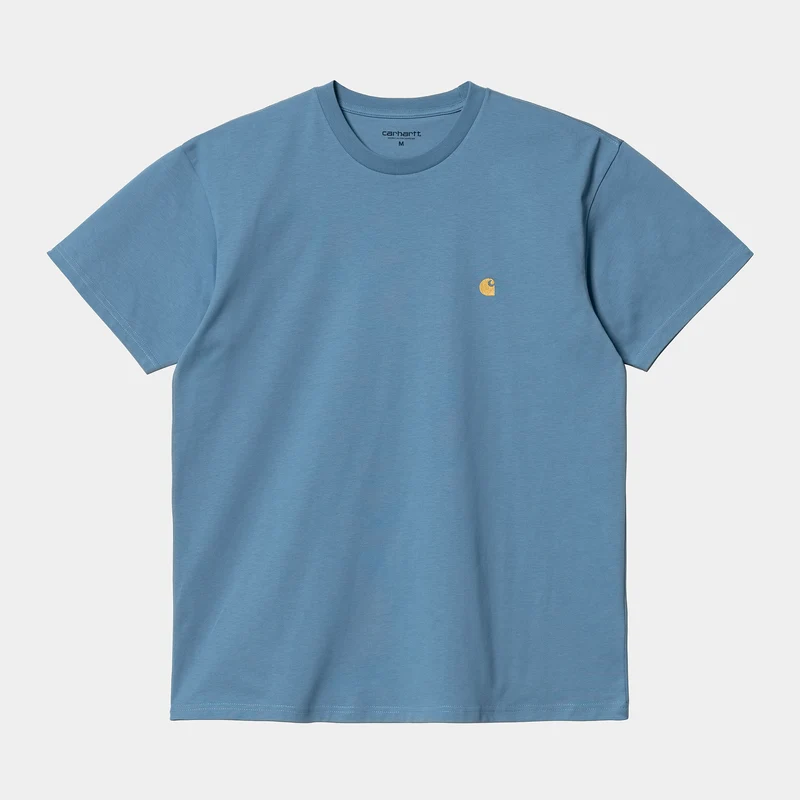 Carhartt WIP Heren Chase T-shirt met korte mouwen - Icy Water / Goud