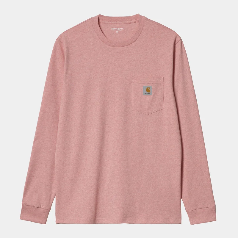 Carhartt WIP Heren T-shirt met lange mouwen en zak - Rothko roze