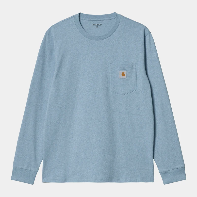 Carhartt WIP Heren T-shirt met lange mouwen en zak - matblauw