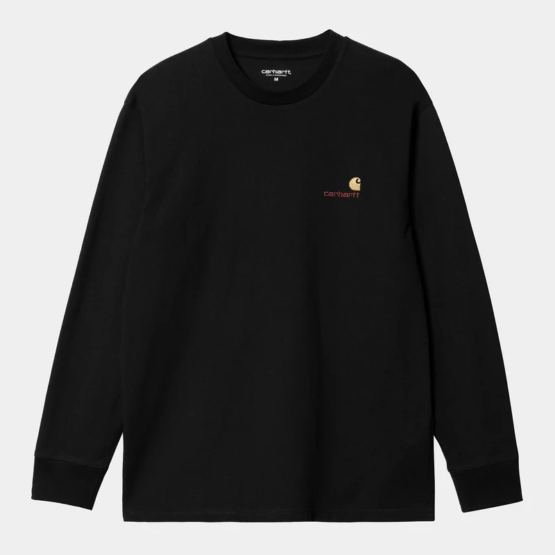 Carhartt WIP HEREN American Script T-shirt met lange mouwen - Zwart