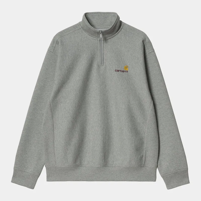 Carhartt WIP Heren halve rits American Script Sweattop - Grijs Heather
