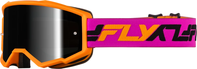 Fly Racing Youth Zone Goggle Orange/Pink W/ Black Mirror/Smoke Lens 37-51542Y