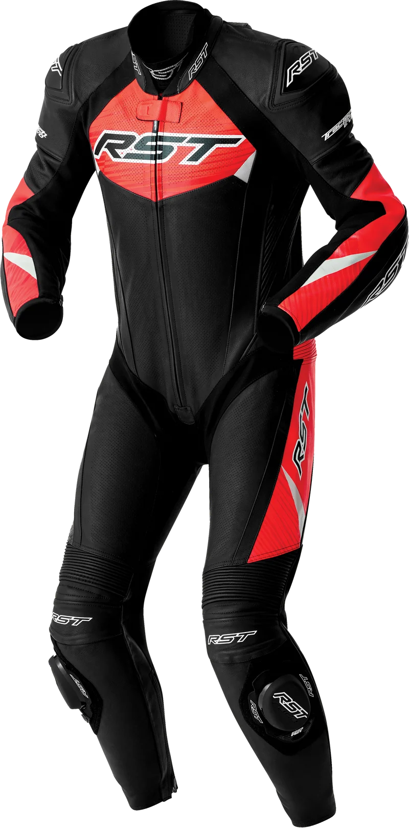 RST Tractech Evo D3o Suit Blk/Flo Red Leather Lg 556-3634244