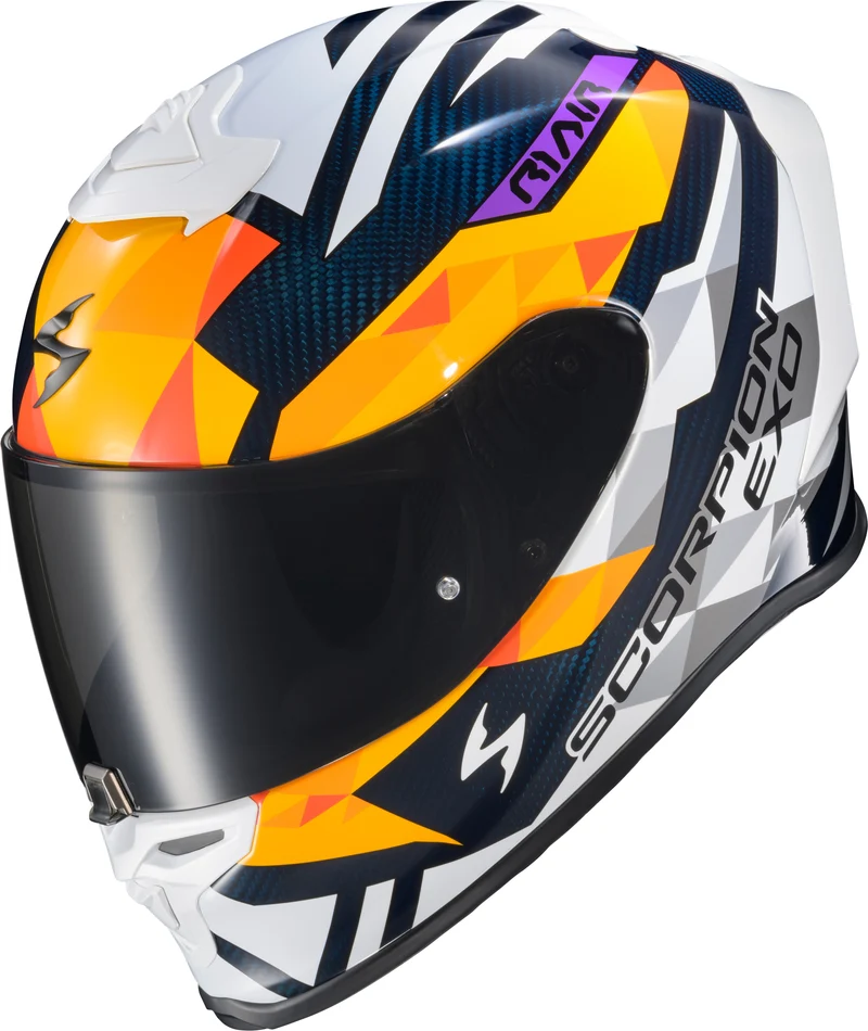 Exo-R1 Air Full Face Helmet Carbon Rastor Or/Wht/Blue Lg
