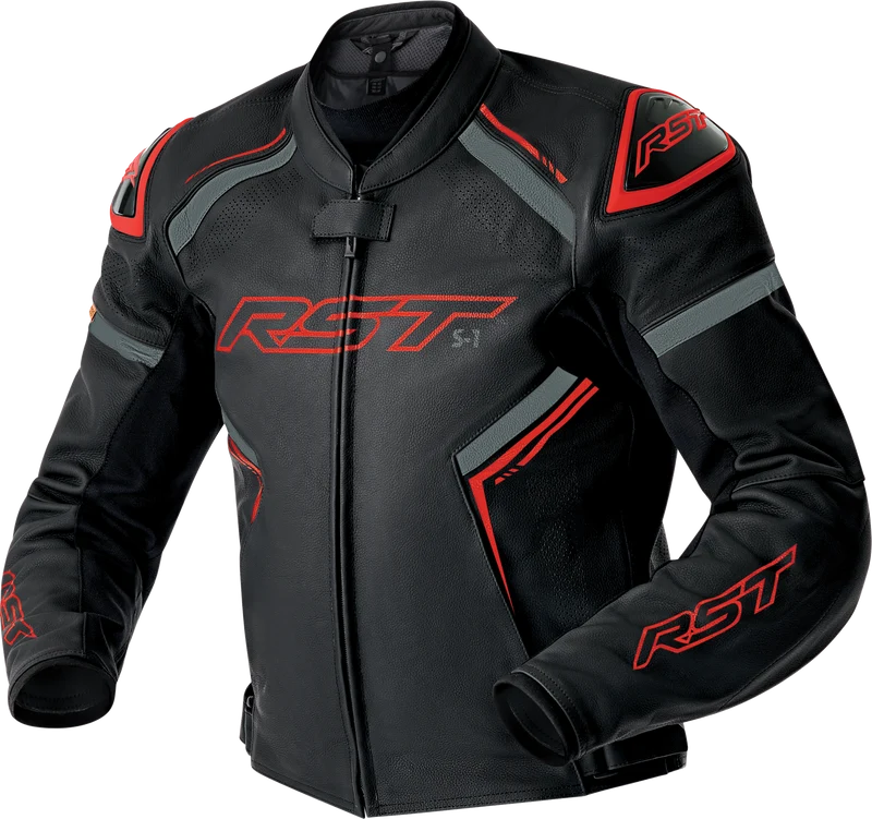 RST S1 D3o Leather Jacket Blk/Gry/Red Md 556-3605442