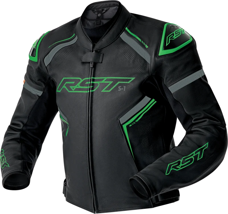 RST S1 D3o Leather Jacket Blk/Gry/Flo Grn 3x 556-3605350