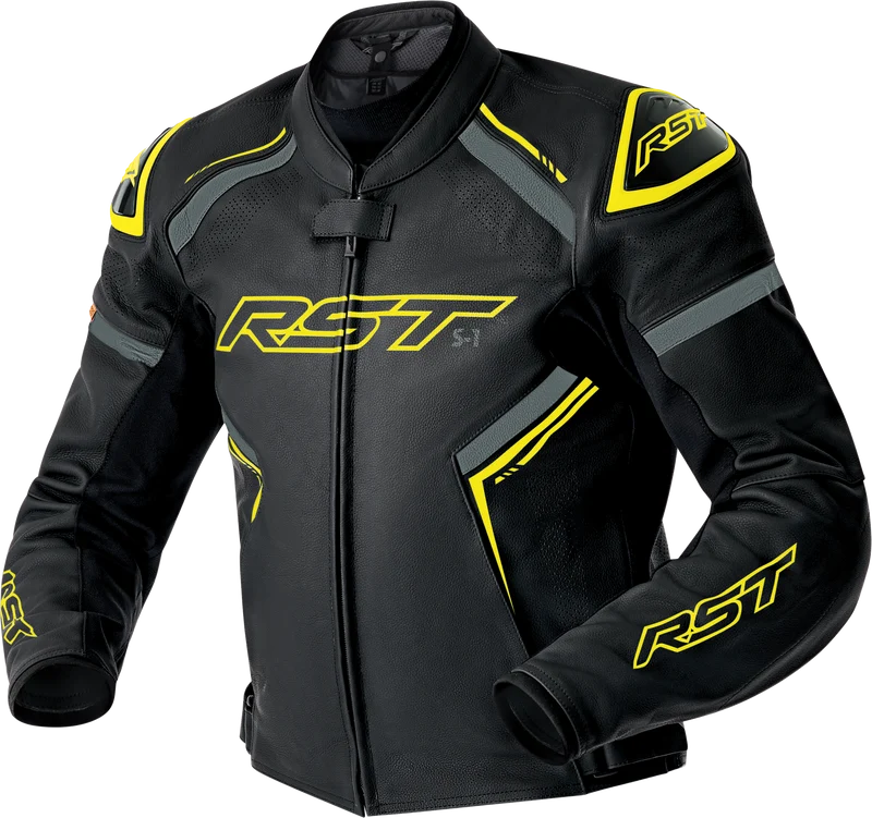RST S1 D3o Leather Jacket Blk/Gry/Flo Yel Md 556-3605242