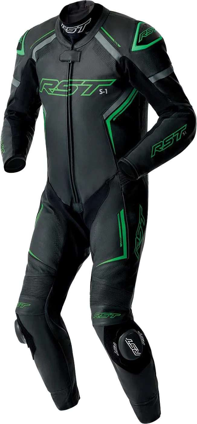 RST S1 D3o Suit Blk/Gry/Flo Grn Leather Sm 556-3604340