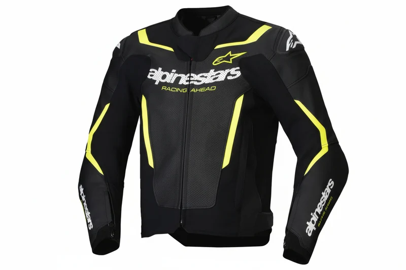IN STOCK OPEN BOX ALPINESTARS Jacket Lthr Gp Force Air Flo Blk/Yl Fl 52 3100326-155-52