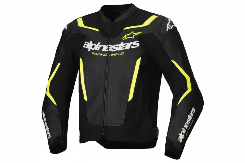 ALPINESTARS Jacket Lthr Gp Force Air Flo Blk/Yl Fl 54 3100326-155-54