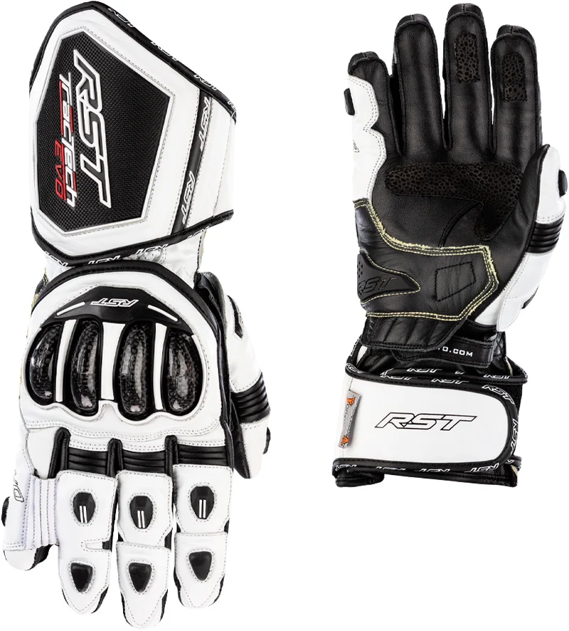 RST Womens Tractech Evo 4 Ce Glove White/Black Leather Lg 556-3495308